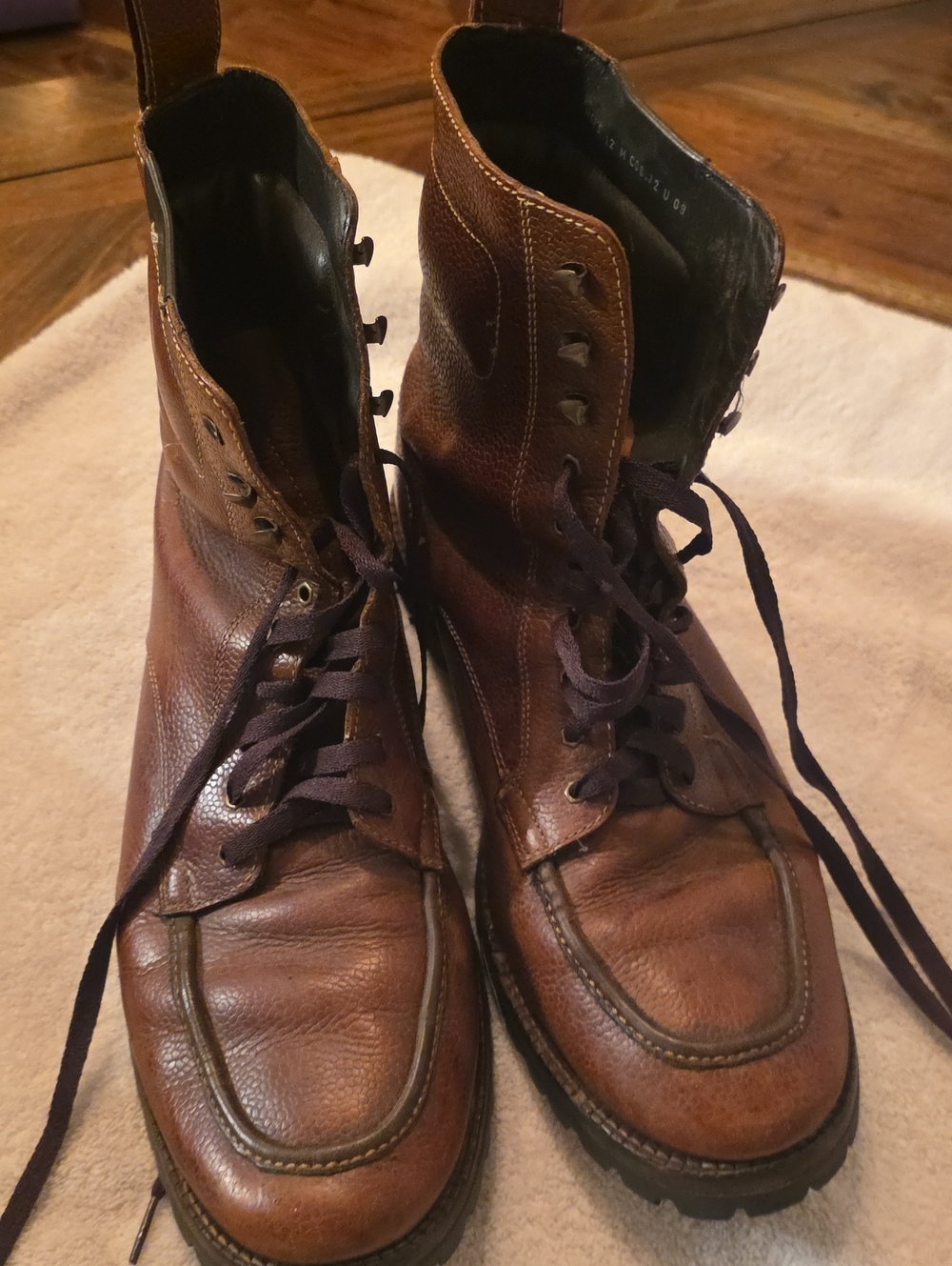 Cole Haan Brown Leather Lace-Up Moc Toe Boots